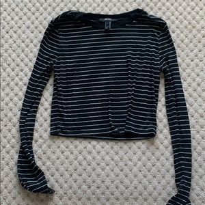 F21 striped black long sleeve tee